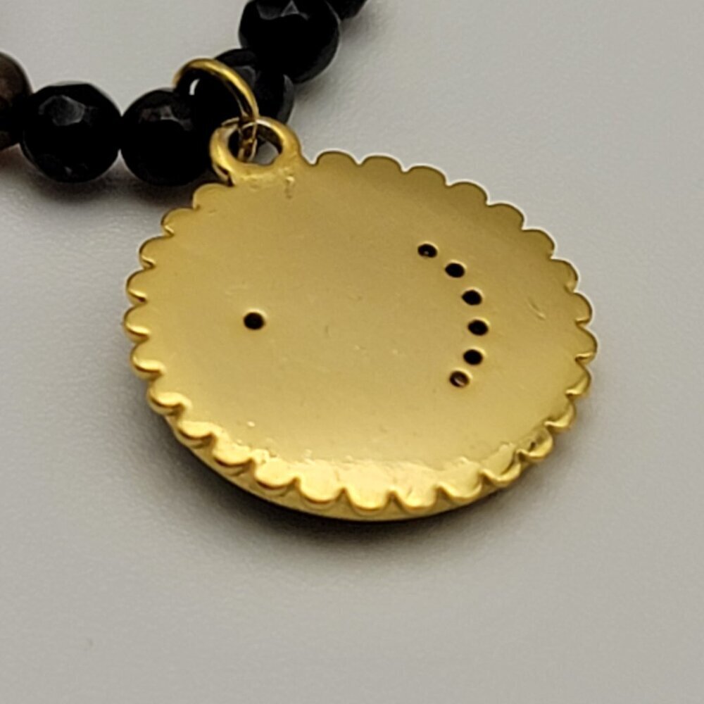Eye Candy LA 18K Gold Plated Brass Moon Star Pendant Agate Bead Necklace 18.5" - Picture 8 of 8